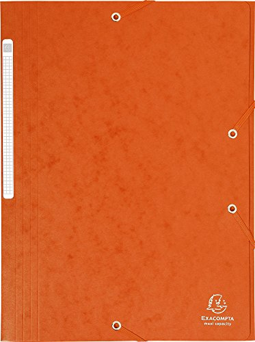 Exacompta 17117H 1 Mappe mit Gummizug Maxi capacity 3 Klappen aus Glanzkarton Maße 24 x 32 cm für Dokumente im Format A4 Farbe Orange