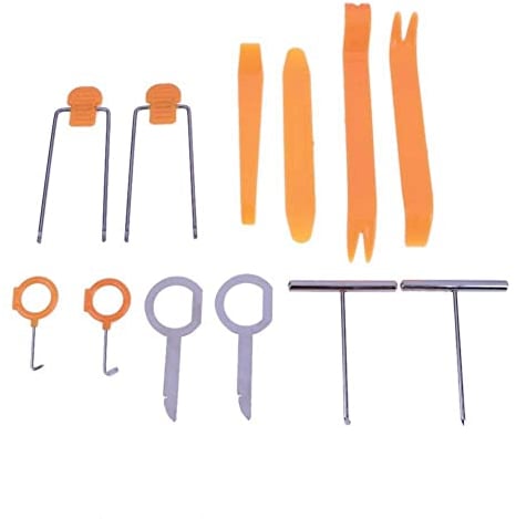 JZK 12 x Auto Radio Audio Stereo Demontage Hebelwerkzeug Set Zierleistenkeile Lösewerkzeug Werkzeug Kit für Auto Innen Armaturenbrett Türverkleidung und Platten, Orange