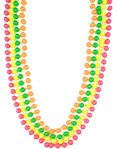 DEGUISE TOI - Colliers perles fluo adulte - 4 colliers - Taille Unique - Vert - Accessoires pour déguisement - Plastique - - Carnaval