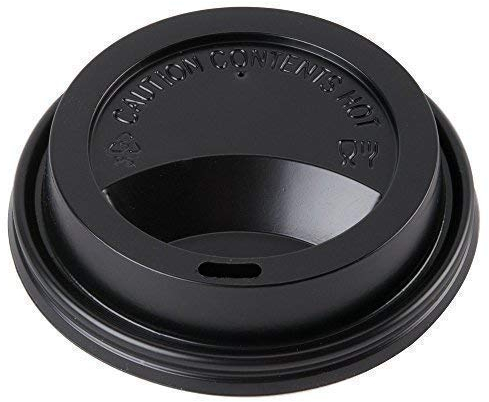 We Can Source It Ltd - Black 12oz Plastic Sip-Tough Lids For Paper Coffee Tea Cups, Disposable, Pack of 100 Lids for Paper Cups