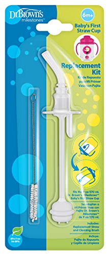 Dr. Brown's Baby's First Straw Cup Straw Replacement Kit with One Straw and One Cleaning Brush, BPA Free