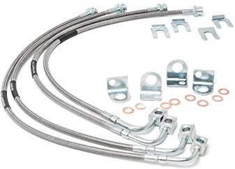 Rough Country Edelstahl Bremsleitungen für 2007-2018 Jeep Wrangler JK - 89716, vorne & hinten, rostfrei