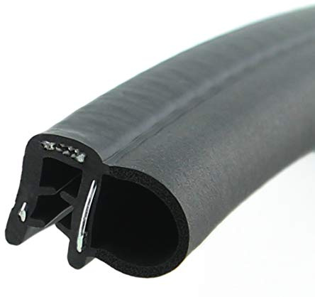 SMI-Dichtungsprofil DS25 für 1,5-3mm EPDM Moosgummi/Vollgummi mit Stahleinlage selbstklemmend ohne Kleber - Kantenschutz mit Dichtung seitlich, Kantenschutzdichtprofil für Auto, Kofferraum (20 m)
