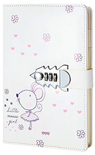 A5 PU Leder Notizbuch mit Schloss Regelte Reise Notebook Persönliches Tagebuch (Maus)