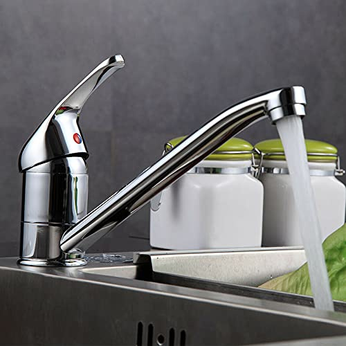 Kitchen Sink Tap Traditional Style Single Lever Mono Basin Mixer Tap Faucet Swivel Spout Solid Brass Construction Chrome Plated