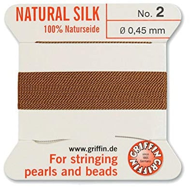 Creative-Beads - Filo per perline, filo di seta per perle da infilare, estremità del filo flessibile utilizzabile come ago, spessore 0,45 mm, lunghezza 2 m, colore marrone