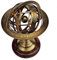 Castle Instruments Armillarkugel aus antikem Messing, 27,9 cm, Astrolaben-Sternzeichen-Gravur, himmlische Globus mit Holzsockel