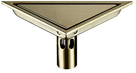 Dreieckiger Bodenablauf, Waschbeckenabläufe aus Edelstahl im Badezimmer, Bodenablauf mit abnehmbarem Abdeckgitter einsetzen, geruchsneutrale Badezimmerduschabläufe,Brushed gold
