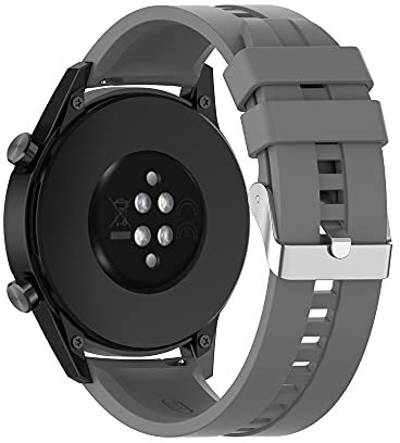 Watch Strap Band for Huawei Watch 3/3 Pro/GT2 Pro/GT2e/GT2/GT 46mm/Galaxy Watch 3 45mm/Galaxy Watch 46mm/Gear S3/Ticwatch Pro 3, 22mm Silicone Sports Gym Watch Strap (Grey)