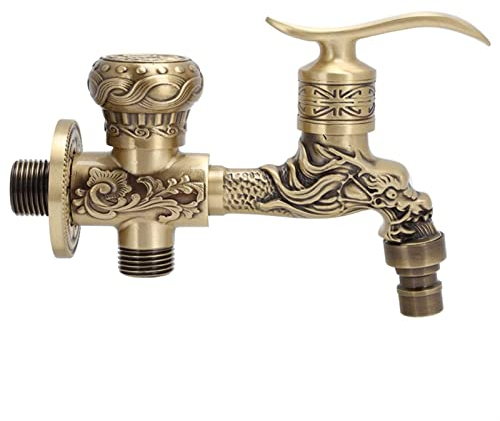 FCS Bathroom Vintage Gartenarmatur aus Messing Dekorative Kaltwasserhahn Wasserhahn Wandhalterung für Ausgußbecken, Waschmaschine, Auslaufventil, Ventil 1/2''
