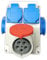 RoadEu - Kombi Wandsteckdose 16A 5P, 4x Schuko 230V, Stromverteiler IP44 - CEE Wandverteiler mit 4x Schuko 230V