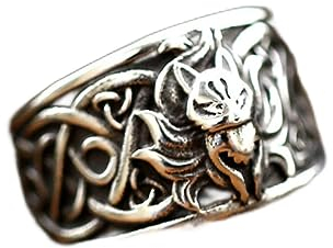 Edelstahl Neunschwänziger Fuchs Männer Ringe Rock Hip-Hop Retro Punk Vintage Fingerring Trendy Wikinger Kelten Fuchs Tier Knoten Schmuck Geschenk