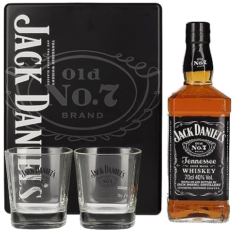 Jack Daniel's Tennessee Whiskey 40% Vol. 0,7l in Tinbox mit Rocking Gläsern
