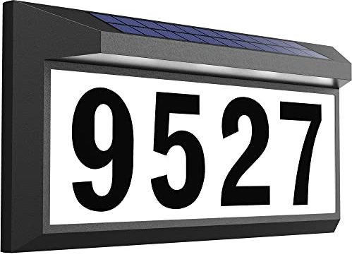 Solar Address Sign, Lighted Address Plaque Outdoor Waterproof, Illuminated Address Numbers, House Numbers for Outside