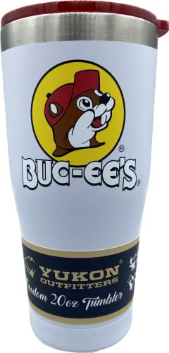 Buc-ee's Tumbler bianco di libertà dell'acciaio inossidabile con il logo di colore, vuoto doppia parete isolato, coperchio colorato dello scorrevole, finitura della polvere, 20oz