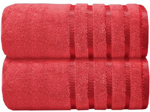 Casabella Deluxe 2 Piece Jumbo Bath sheet 90x180 cm 100% Cotton Extra Large Bath Towels Highly Absorbent Red Bath sheets Towels