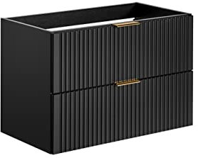 PIASKI Mueble de Lavabo 80 cm ADEL Black, Mueble de Lavabo con encimera o Lavabo Empotrado, Mueble de Lavabo Negro,Muebles de baño (Solo Mueble)