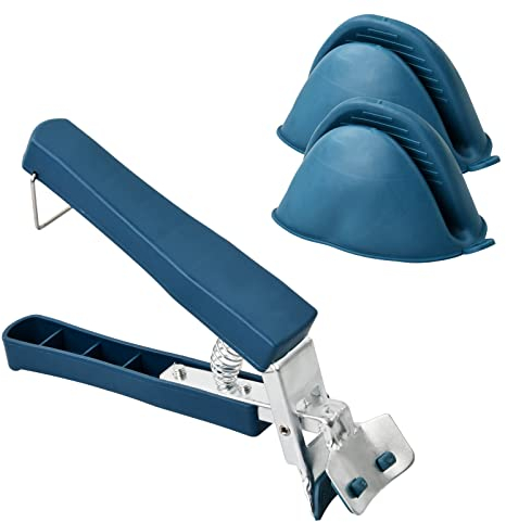 Schüssel Gripper Clips + Silikon Schutzhandschuhe, Pfanne Gripper aus Mikrowelle Ofen, Rutschfest Hochtemperaturbeständig zum Küche Verbrühungsschutz