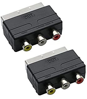 CHILDMORY 2pcs 3RCA a Scart adattatore AV cavo convertitore Switcher per PS4 TV DVD