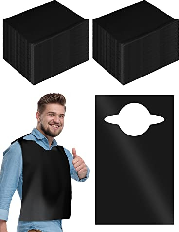 Retisee 200 Packs Plastic Disposable Bibs for Adults 14 x 24 Inch, Black