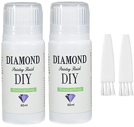 Scellant Peinture Diamant 60ml Colle de Peinture Au Diamant à Séchage Rapide Permanent Hold & Shine Effect Scellant pour 5D Diamond Painting Et Puzzle Outils de Peinture Au Diamant avec Brosse