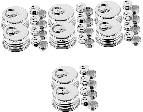 HEMOTON 80pcs Metal Screw Caps for Water Bottle Leak Jar Sealing Lids Replacement