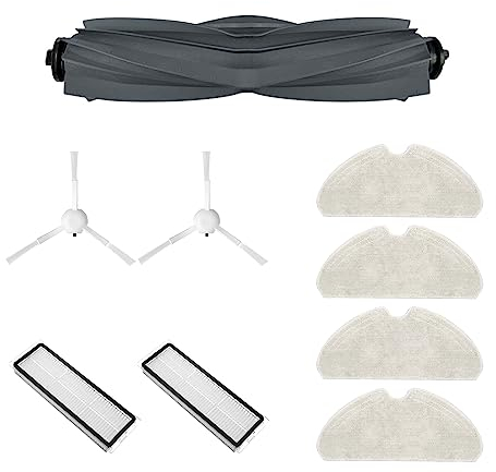 HUAYUWA Kit di parti di ricambio per spazzatrici compatibili con aspirapolvere robot Dreame D10S D10S Pro, 1 spazzola in gomma + 2 spazzole laterali + 2 filtri + 4 salviette
