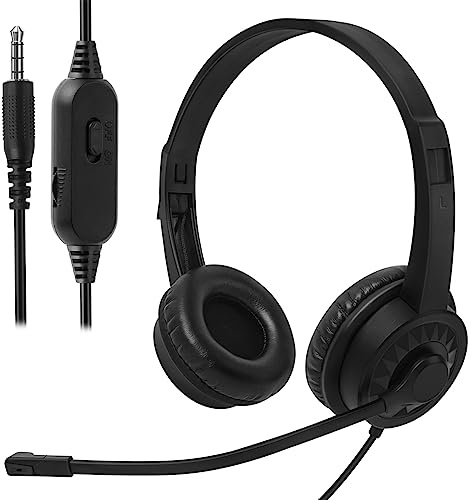 Ladont Kabelgebundenes Headset mit Mikrofon für Computer PC Laptop, 3,5 mm Klinkenstecker Headset mit klarem Chat-Mikrofon für Büro, Schwarz (1 Stück)