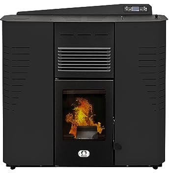 STUFE A PELLET ITALIA Marmolada 13 KW WiFi 5 Sterne | Pelletöfen Zertifizierte-Effizienz 89% Heizt 130m² Autonomie 20 Std WiFi-Steuerung Programmierbar 5 Kräfte Kompaktes Design 24M Garantie Schwarz
