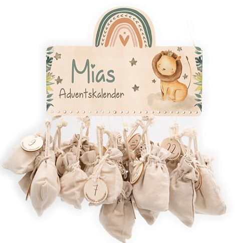 KIDSMOOD - Adventskalender zum Selbstbefüllen, Personalisierter DIY Weihnachtskalender mit Jutesäckchen & Holzzahlen als Geschenkidee zu Weihnachten, Adventskalender 2024 Kinder