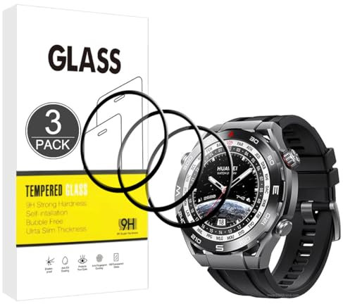E-Hamii Protector de pantalla Compatible con Huawei Watch Ultimate,[3 Pack] [Cubierta completa curvada en 3D][Resistente a los arañazos] Protector para Huawei Watch Ultimate