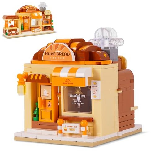 Oichy Shop Bausteine Sets Faltbare 3-in-1 Bäckerei Konstruktionsspielzeuge Lehrreich Modulare Haus Bausteine für Dekoration und Geschenke (290 Stück)