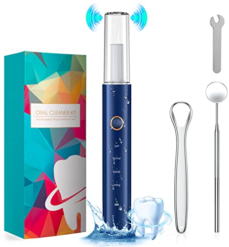 HassoKon Teeth Cleaning Kits with 4 Adjustable Modes, 4 Cleaning Heads (Blue)