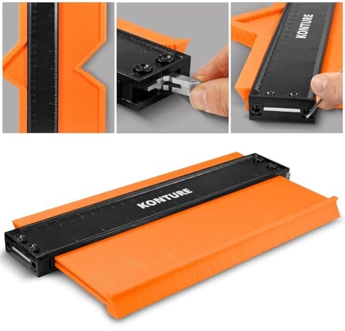 Eaxus® Medidor profesional de contornos con bloqueador – Plantilla Duplicador de contornos para transferir cortes – 27,6 x 13 x 1,8 cm