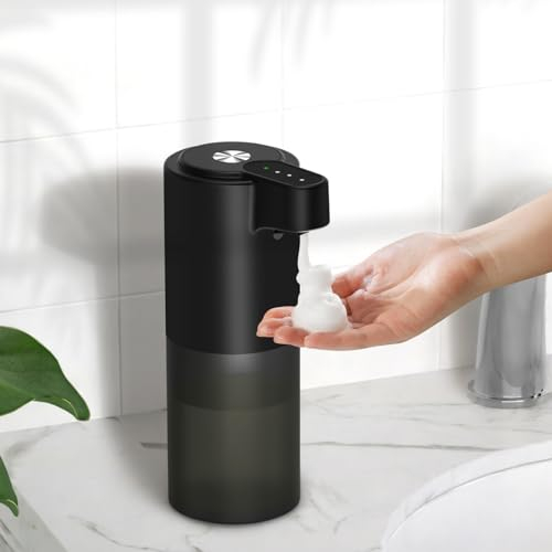 Dalugo Schaumseifenspender Automatisch, USB-C Aufladung Elektrischer Seifenspender mit Sensor IPX5 Wasserdicht No Touch Seifenspender Automatisch Schwarz für Küche Bad