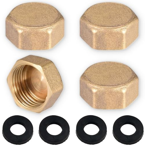 PNPGDYK Brass Blanking Caps, Pack of 4, 3/4 inch, Plumbing Blanking Cap