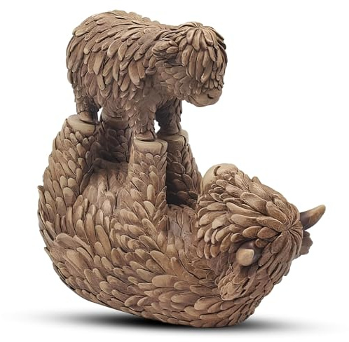 Lesser & Pavey Hughie Highland Cow & Calf Home Decor Figurine | Parent And Calf Theme, Country Charm, Freestanding Design, Table Accent, Memorable Keepsake, Gift Choice