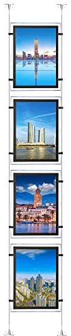 HKSIGN Cornice portafoto retroilluminata a LED, formato A4, da appendere alla finestra, segnaletica immobiliare (verticale, 4 pezzi A4 a linea)