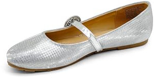 Kenneth Cole REACTION Elwood - Zapatos planos tipo ballet para mujer, Rejilla plateada metálica, 36 EU