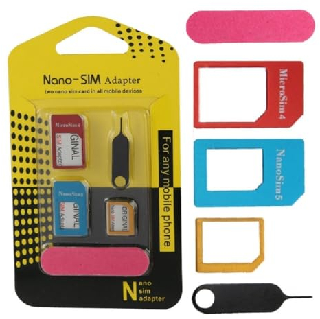 5 en 1 Nano SIM adaptador 4 en 1 Nano a Micro; Nano a tarjeta SIM estándar y tarjeta micro a SIM + removedor de tarjeta SIM