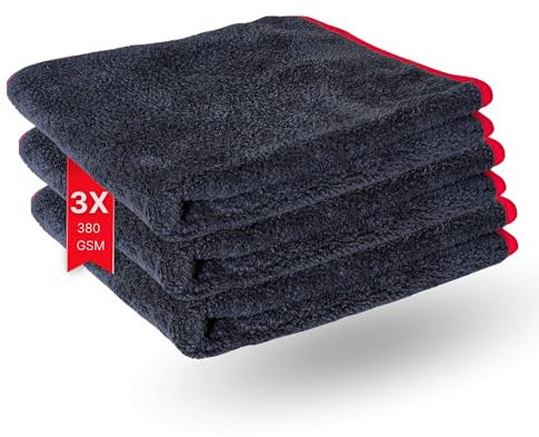 PROTEX© Mikrofasertücher Auto 380 GSM - [Testsieger 2025] fusselfreie & lackschonende Reinigungstücher - extrem saugstark & weich - Poliertuch 40x40 cm - 3er Set