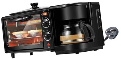 FLCPJGV 3 in 1 Breakfast Machine Toaster Oven,with Timer,Breakfast Maker with Timer,with Coffee Machine for Bread Sausages Egg