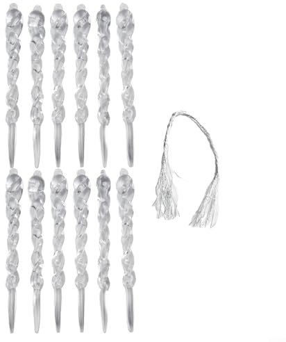 12 Stück transparente Eiszapfenanhänger, Glas-Eiszapfen Ornamente, klare Eiszapfen Anhänger, Weihnachtsschmuck, für Weihnachtsbäume, Eiszapfen Dekorationen