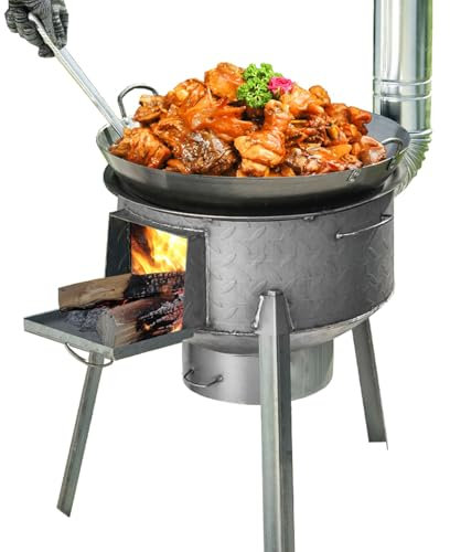 PXDOHQAW Abnehmbarer Outdoor-Camping-Kaminholz-Ofen, Zelt-Ofen, Hochleistungs-Raketenofen, Holzofen Mit Schornstein, Eisen-Ofen/35Cm