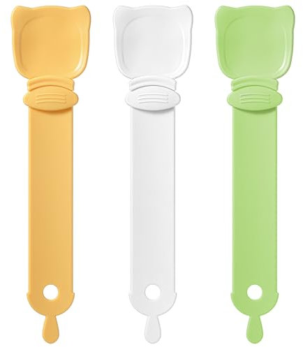 LLOUSSAK 3 Stück Katzenfutter Löffel, Katzen-Nassfutterlöffel Löffel für Katzenfutter Katzenstreifen Quetschlöffel Kufhängbare Katzenfutter Löffel zum Quetschen von Katzenstreifen und Pürees