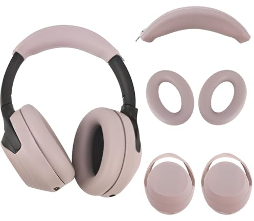 Adhiper 3Sets Silicone Sweat Case Cover for Sony WH-1000XM4 WH-1000XM3 Headphones, XM4 Covers Accessories with Washable Silicone Ear Pads Covers & Headband Cover & Ear Cups Covers - Smoky Pink