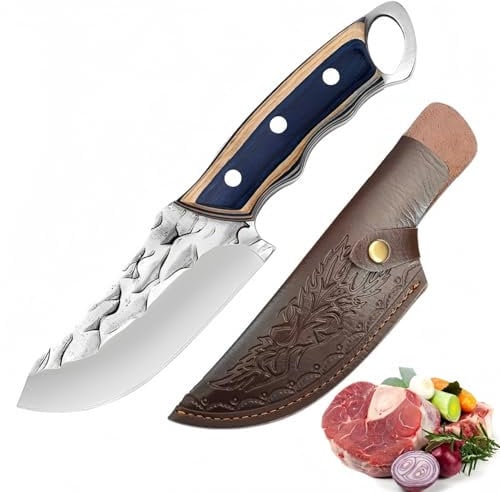 Japanese Chef Knife,High Carbon Steel Stainless Steel BBQ Meat Pocket Kitchen Knives with Wood Handle for Indoor & Outdoor Cooking, Camping, Hiking