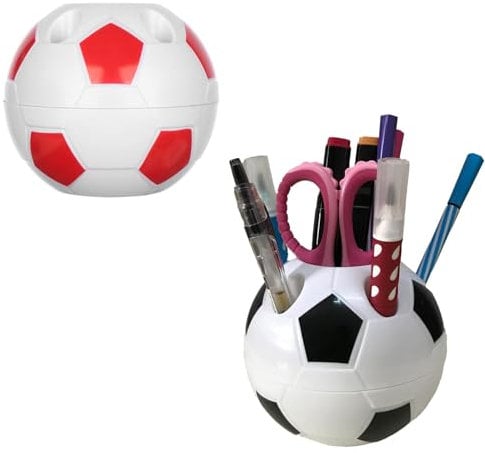 Srvauyea 2 Stück Stifteköcher, Fußball Stifthalter, Stiftehalter im Fußball-Stil für Schüler, Kreativ Stiftehalter Fußball Schreibwaren Bleistift Veranstalter für Schreibtisch Homeschool Büro