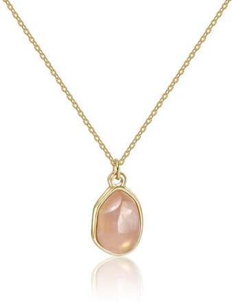 Yifnny Colliers de pierres précieuses irrégulières pour femmes, Collier de perles en acier inoxydable, or et argent Pendentif en pierre naturelle pour femmes Cristal Moonstone Bijoux