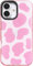 Efitoo Cow Print Phone Case for iPhone 16, Cute Pink & White Clear Girly Girls Women Aesthetic Design Transparent Shockproof Protective Silicone TPU Cover (for iPhone 16)